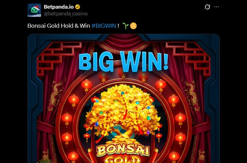 Twitter BetPandaio Bonsai Gold Big Win